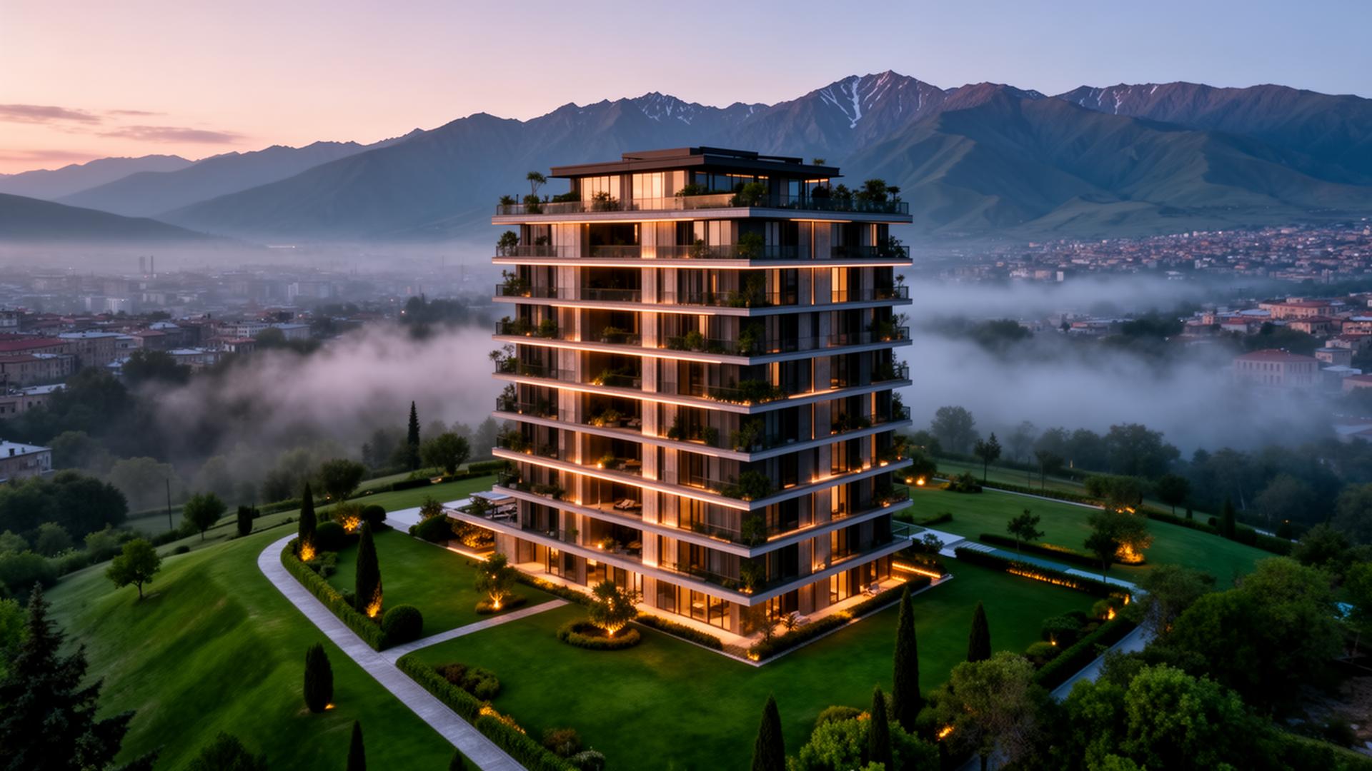 Verdea Heights Tbilisi at twilight